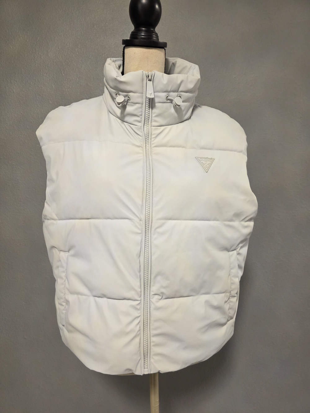 Guess Light Gray Puffer Vest - Lightweight Winter Layer